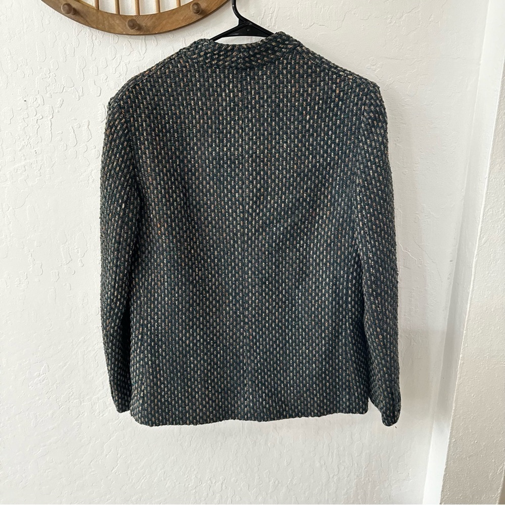 Vintage Chester Weinberg Green Multicolor Woven Stitch Double Breasted Blazer - Picture 10 of 14